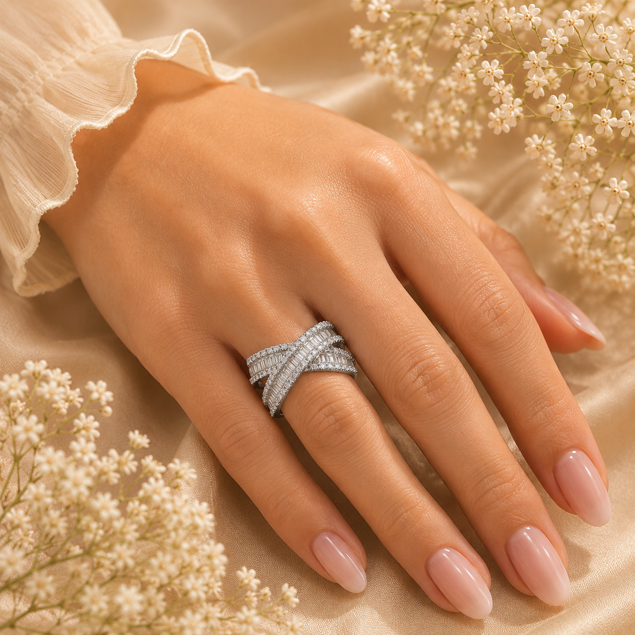 Aurelia Baguette Crossover Ring
