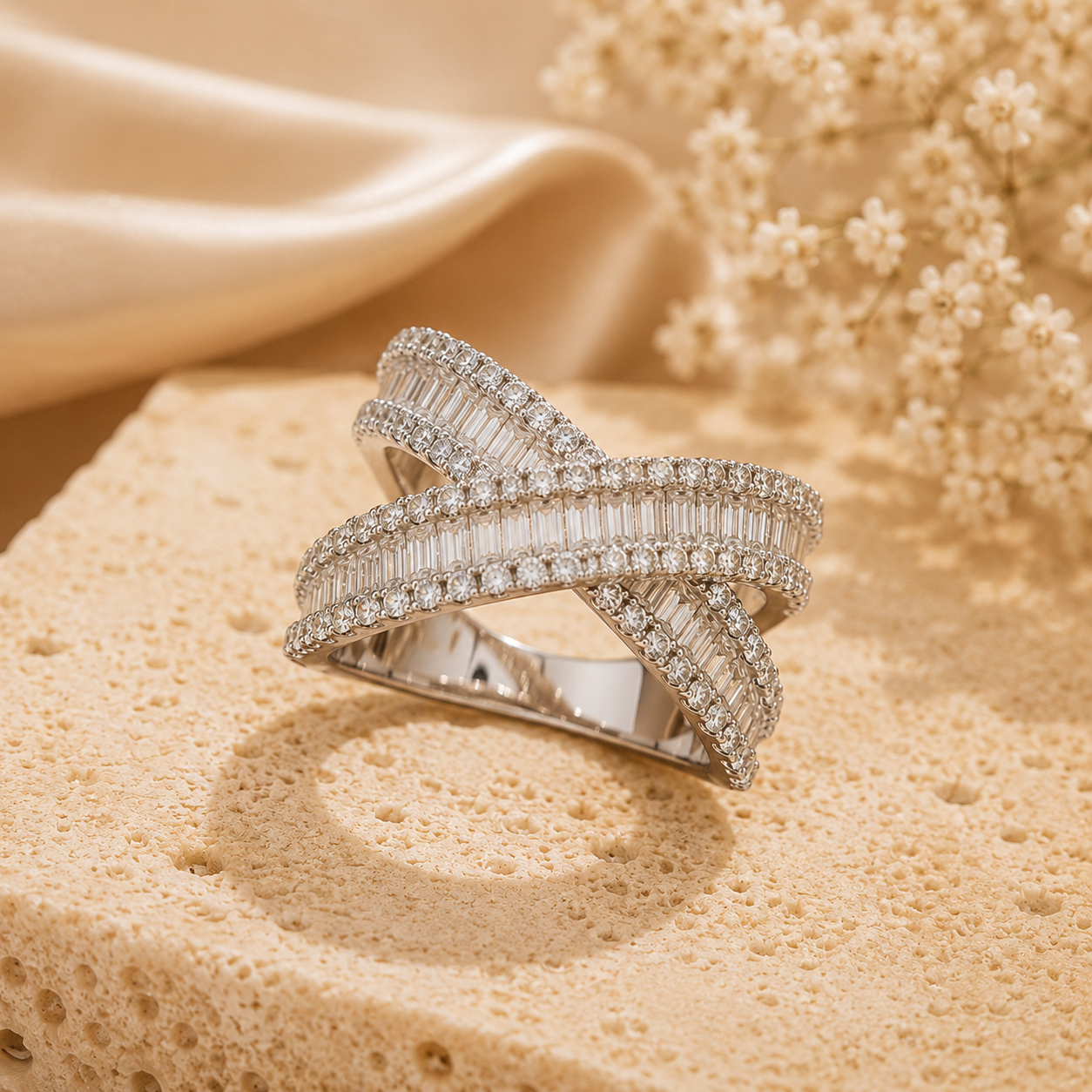 Aurelia Baguette Crossover Ring
