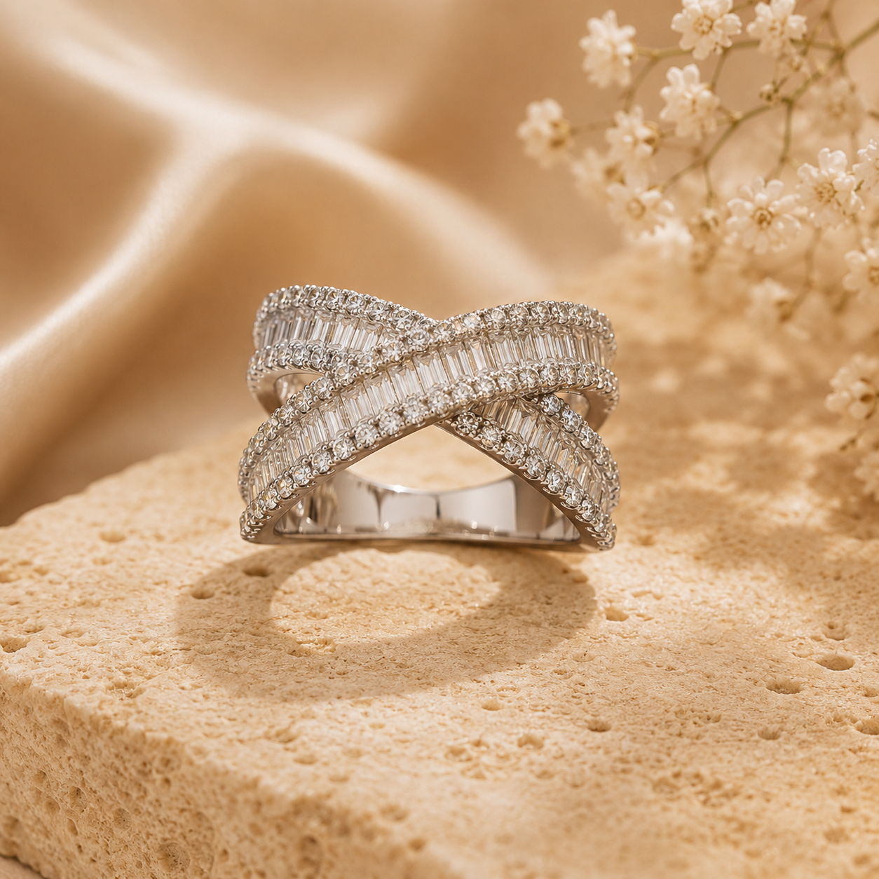Aurelia Baguette Crossover Ring