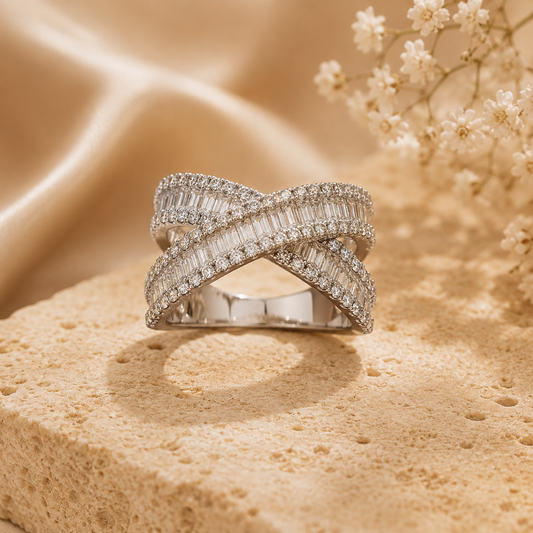 Aurelia Baguette Crossover Ring